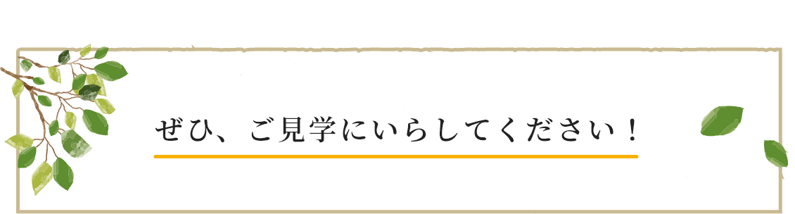 ぜひ、ご見学にいらしてください！